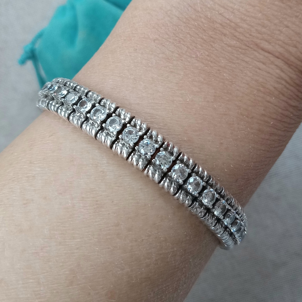 GORGEOUS Sterling silver Clear CZ Bracelet 7" inches long